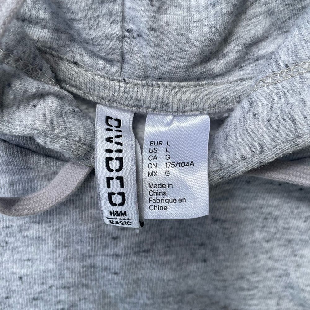 Divided H&M Gray Cropped Hoodie Size L Speckled Pullover - Picture 4 of 10